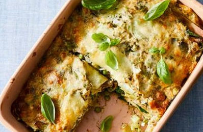 Groene Lasagne met erwten, spinazie & mozzarella